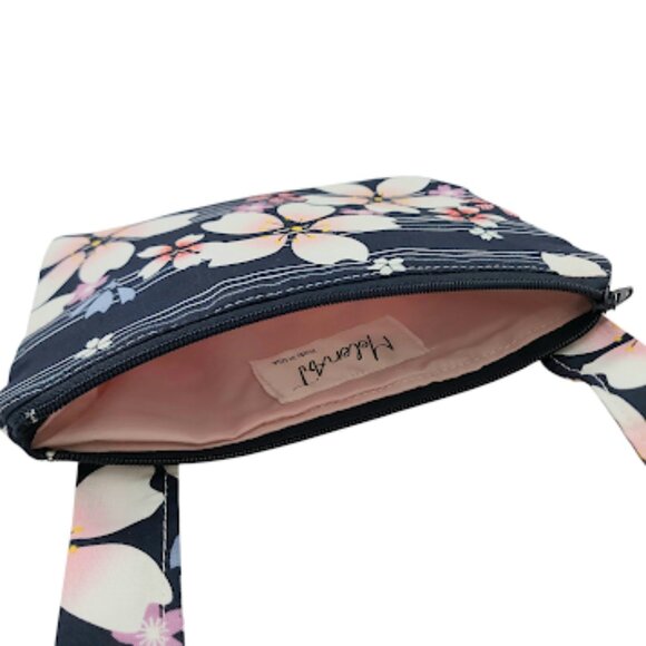 Crossbody Bag Small Messenger Bag Fabric Floral Print Lined With Zipper - Picture 5 of 8